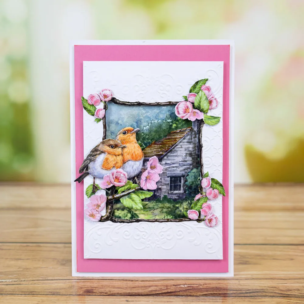 Птица цветы деревьев на весну Бетти Барри металлические штампы для резки