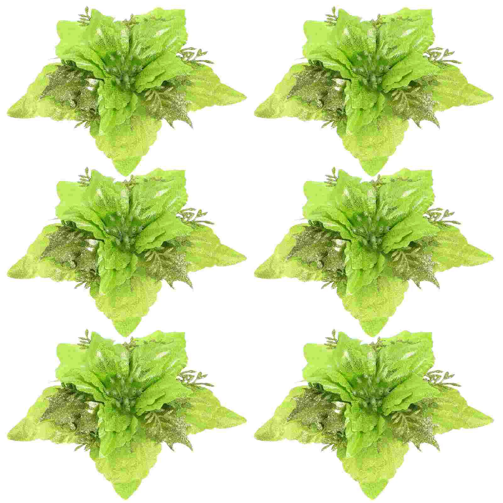

6 Pcs Glitter Flower Decoration Gold Garland Wreath Xmas Party Supplies Powder Prop Ornament Artificial White