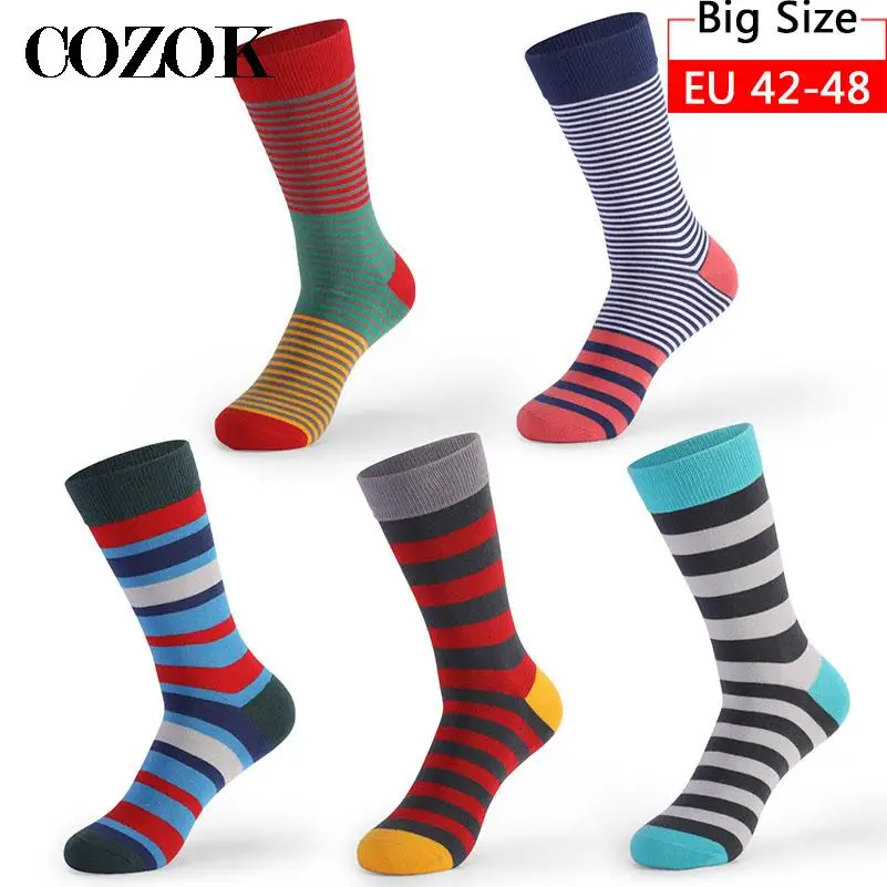 5 Pairs/Lot Stripe Happy Socks Men Women Cotton Funny Crew Socks Personality Female Male Harajuku Skateboard Socks Dropshipping