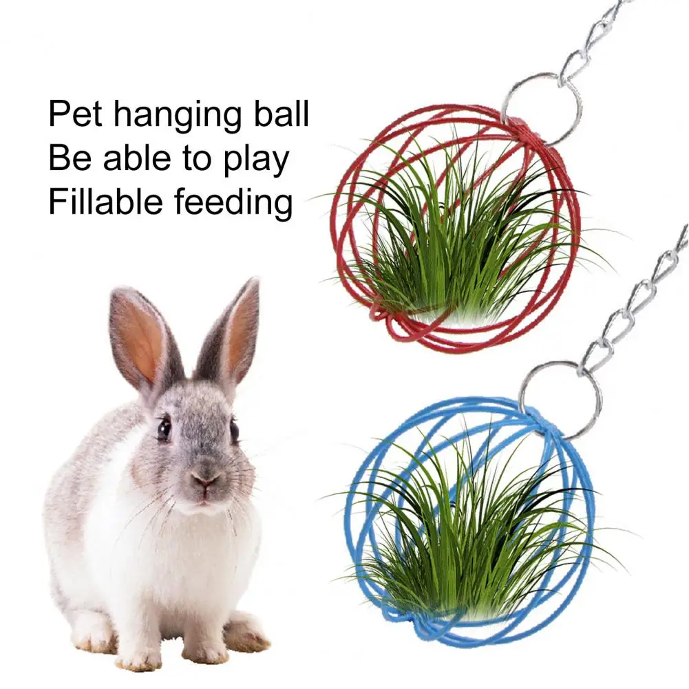 

Lovely Bite-resistant Round Rabbit Hamster Grass Ball Rack Feeder Pet Supplies Grass Ball Feeder Rabbit Grass Ball