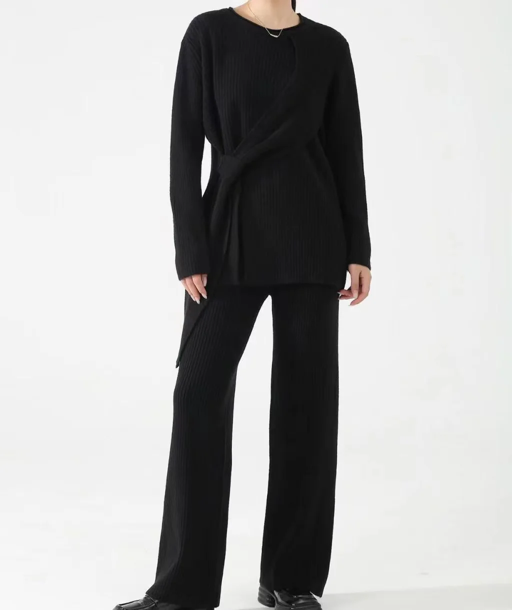 Женский трикотажный комплект из двух предметов повседневный Свободный пуловер и