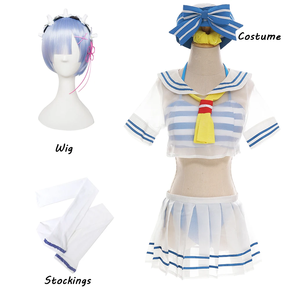

Anime Re Life in a Different World from Zero Cosplay Rem Swimsuit Marine Ver Costume Women Sexy Cos Swimsuit Party Dress