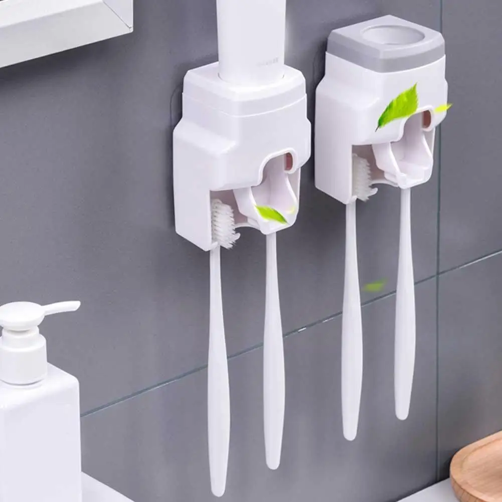 

Automatic Toothpaste Dispenser Small Toothbrush Holder Wall Mount Toothpaste Squeezer For Family Shower Bathroom F6x4