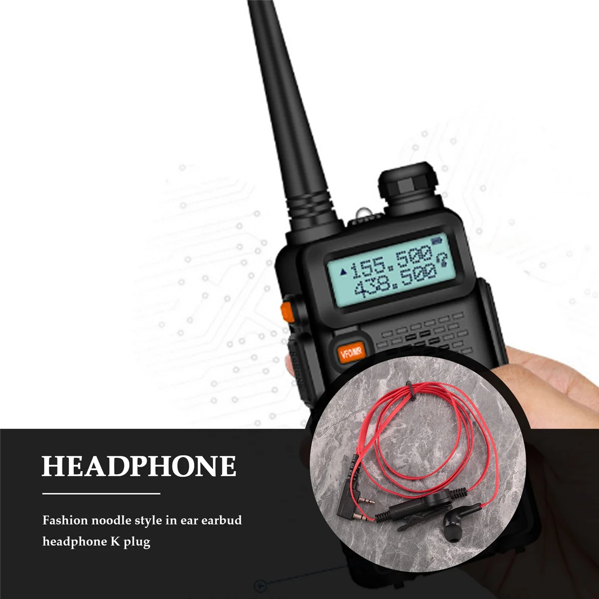 2-контактный стиль лапши наушники-вкладыши с разъемом K гарнитура для Baofeng Uv5R Bf-888S