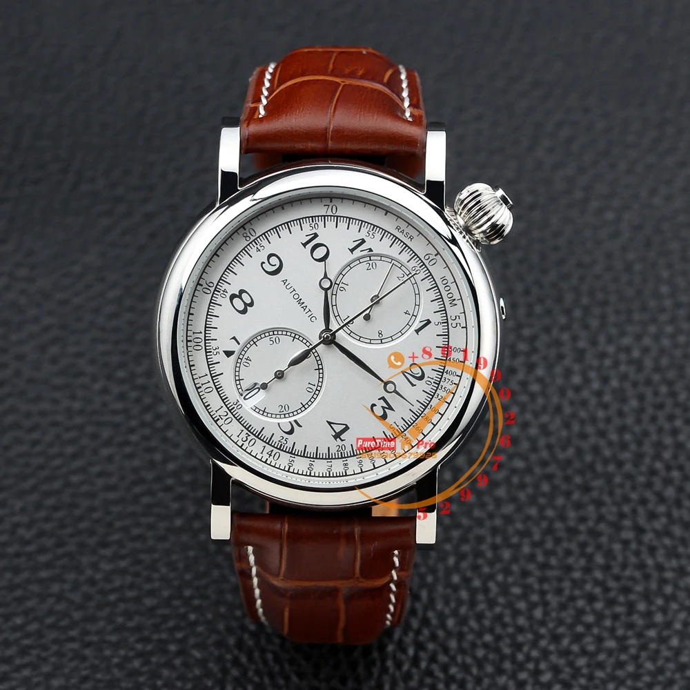 

Avigation Quartz Chronograph Mens Watch Steel Case White Dial Black Leather Stopwatch Reloj Hombre Montre Homme 2023 Luxury