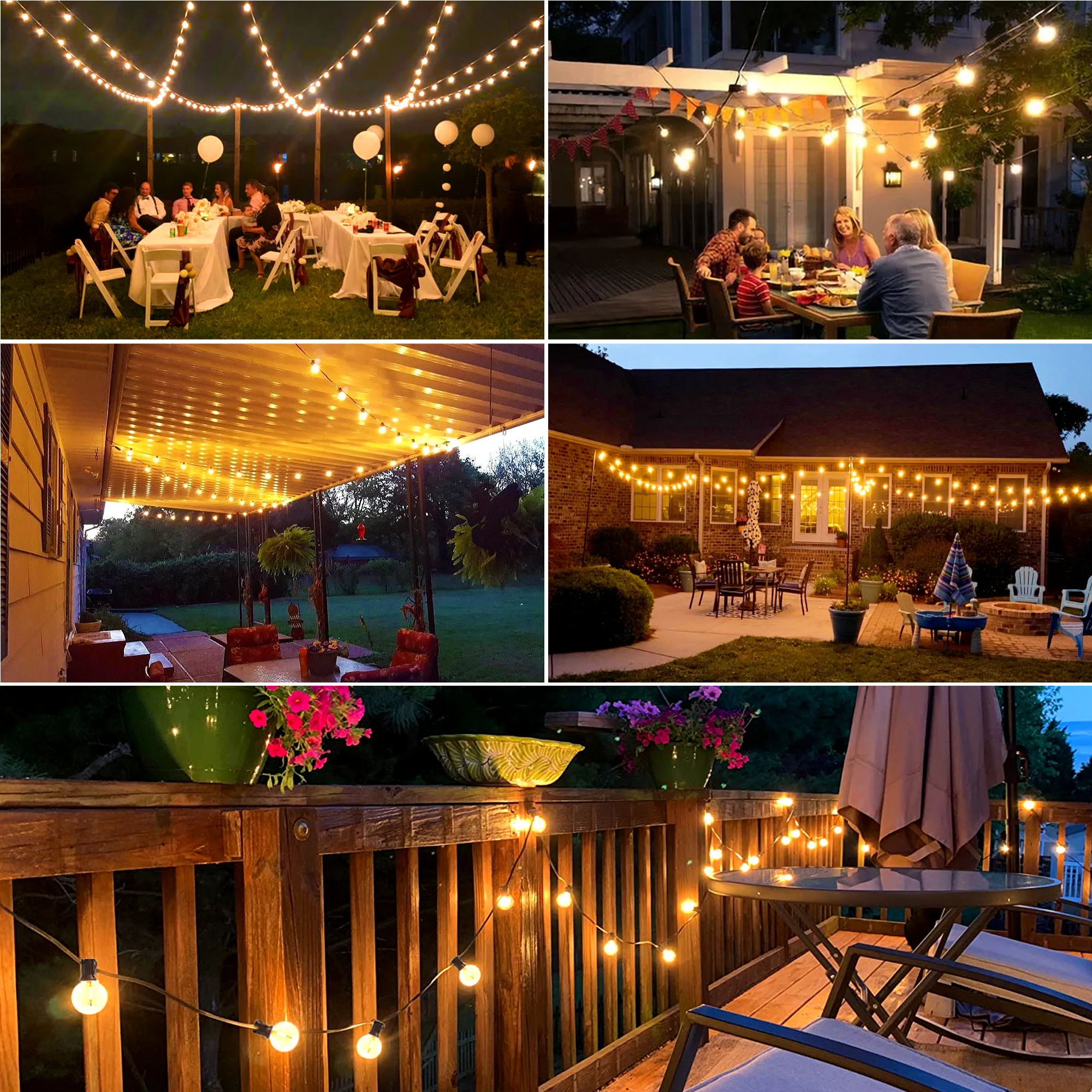 Уличные фонари Fairy Lighting 15 м 30 Lampoons G40 Водонепроницаемые пластиковые лампы с теплым