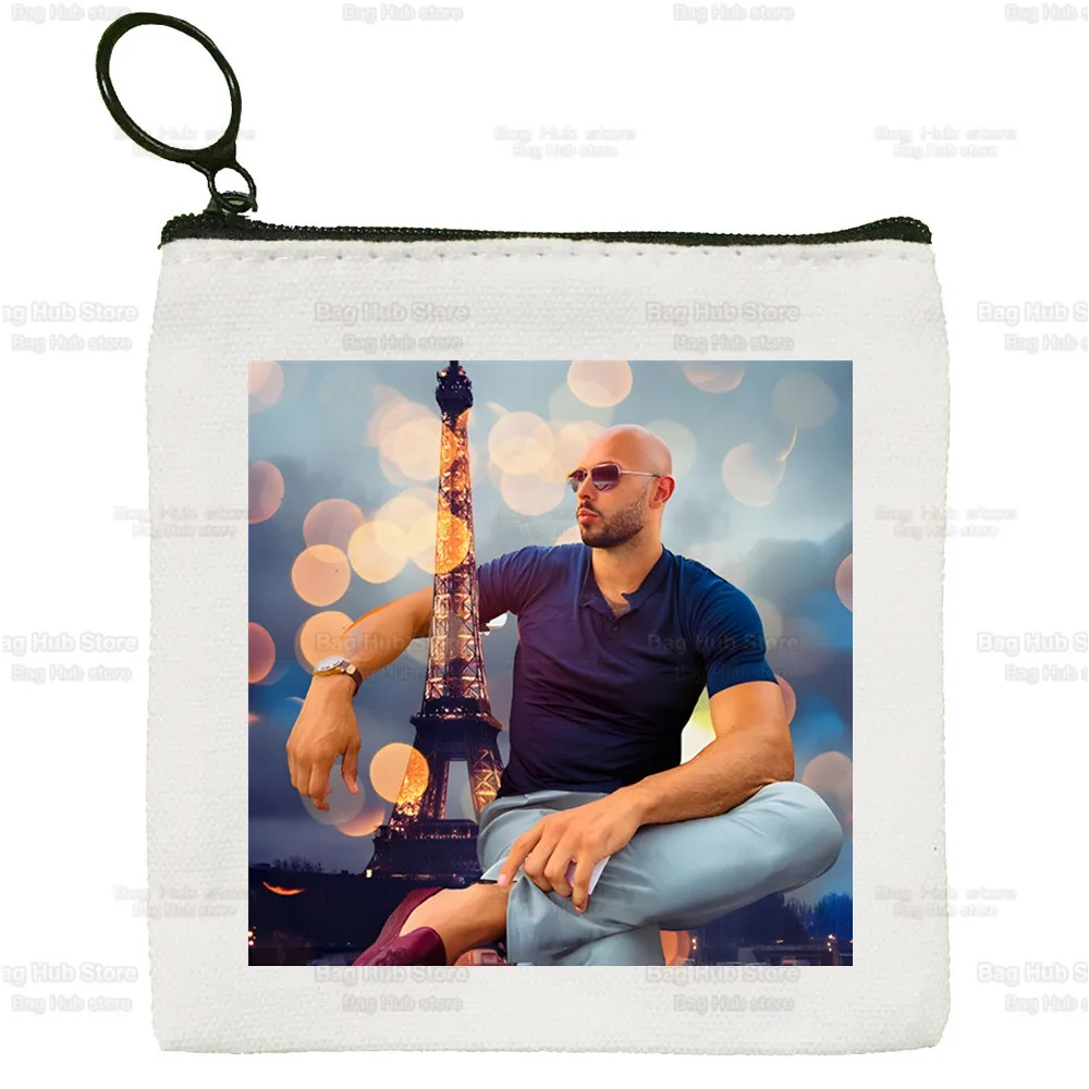 Andrew Tate Cute Mini Coin Purse Canvas Student Wallet Coin Case Zipper Hand Female Key Case