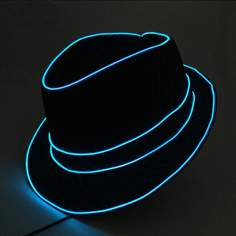 

Hot Sales Light Up Gentleman's Hat Fashion LED Luminous Hat Performace Night Party Neon Glowing Cap Bar DJ Costume Accessories