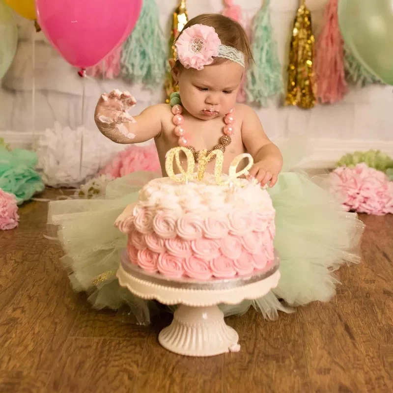 

1pcs Gold Glitter One Cake Toppers for baby Shower girl boy 1st First Birthday Party baby one year old Anniversary decor