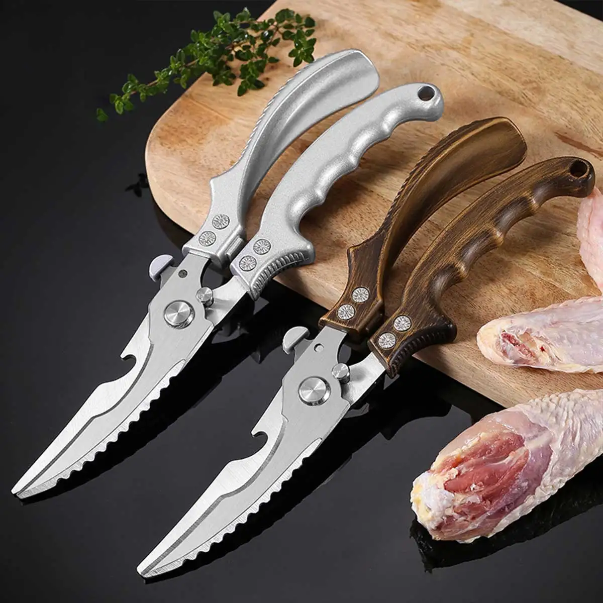 Kitchen Scissors Chicken Bone Kitchen Shears Duck Fish Cutting Stainless Steel Chicken Wings Fish Killing Knife Cooking Scissors