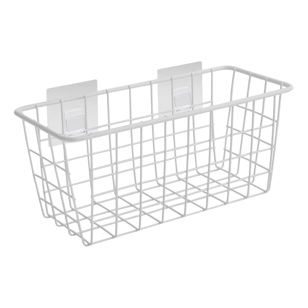 

1 Pc Storage Basket Wall Mounted Decorative Hanging Basket with Sticky Hooks for Living Room