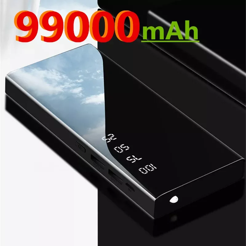 

2023New Digital display portable 99000mAh power bank 2 USB fast charging external power supply for Xiaomi iPhone Samsung