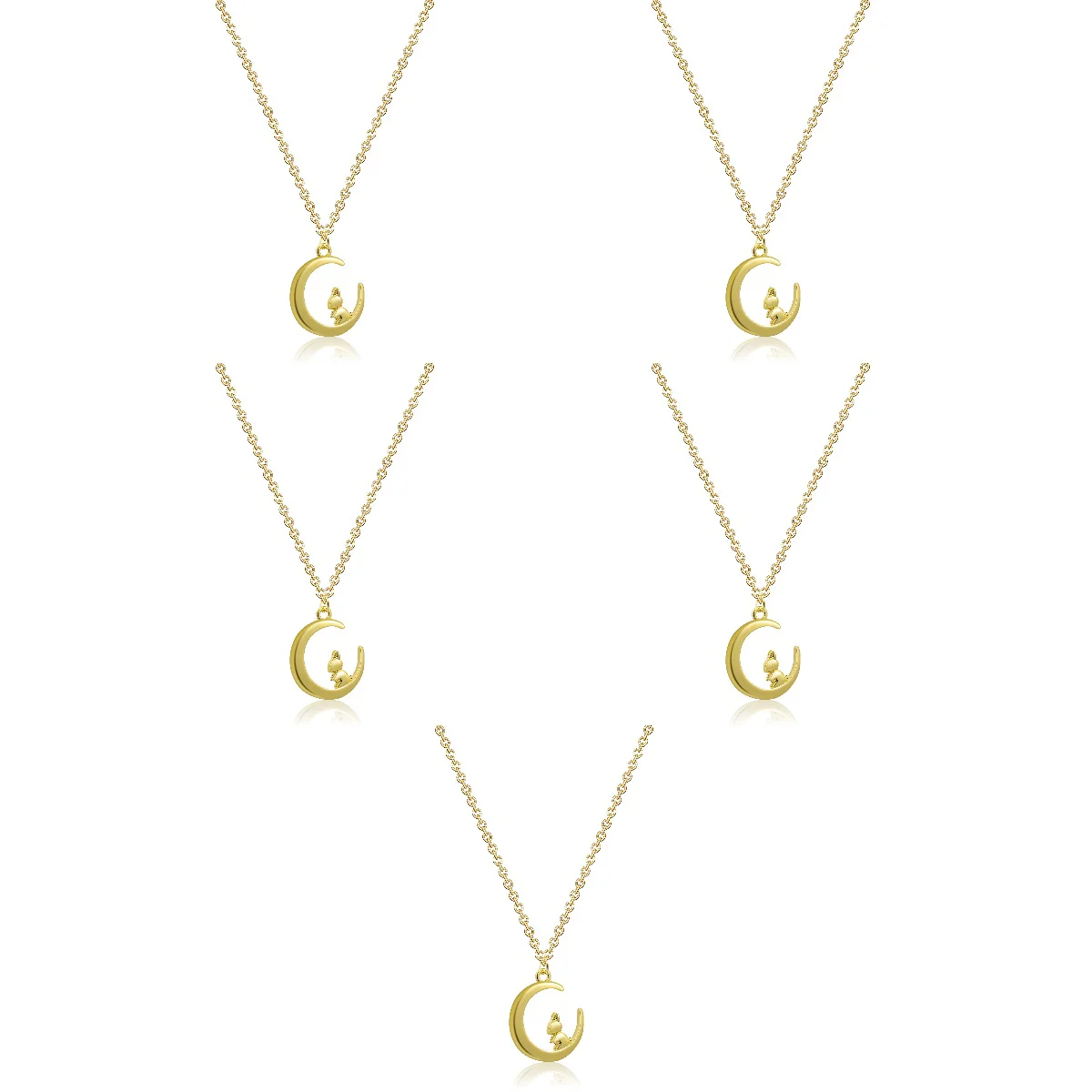 

10 Pcs Bunny Moon Pendant Chain Collar Delicate Clavicle Chains Jewelry Gifts