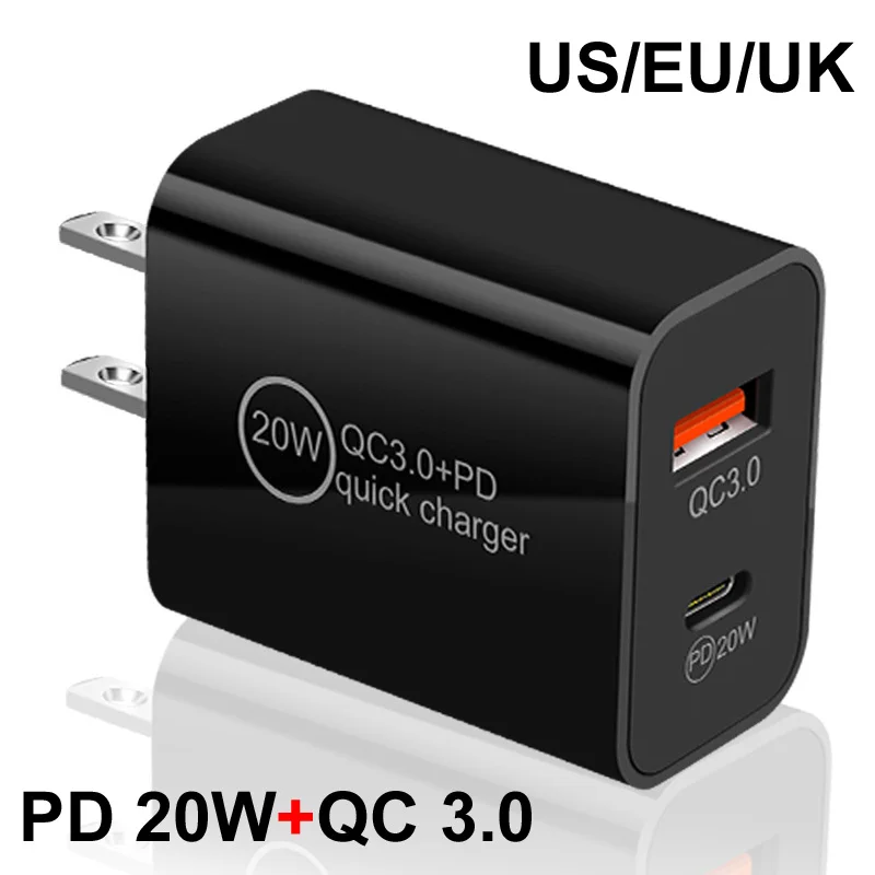 

20W 2 Ports USB Charger PD 20W TYPE C +QC 3.0/4.0 USB 3A AC Wall For Iphone 14 13 Pro Ipad huawei Xiaomi Mobile Phone PC tablet