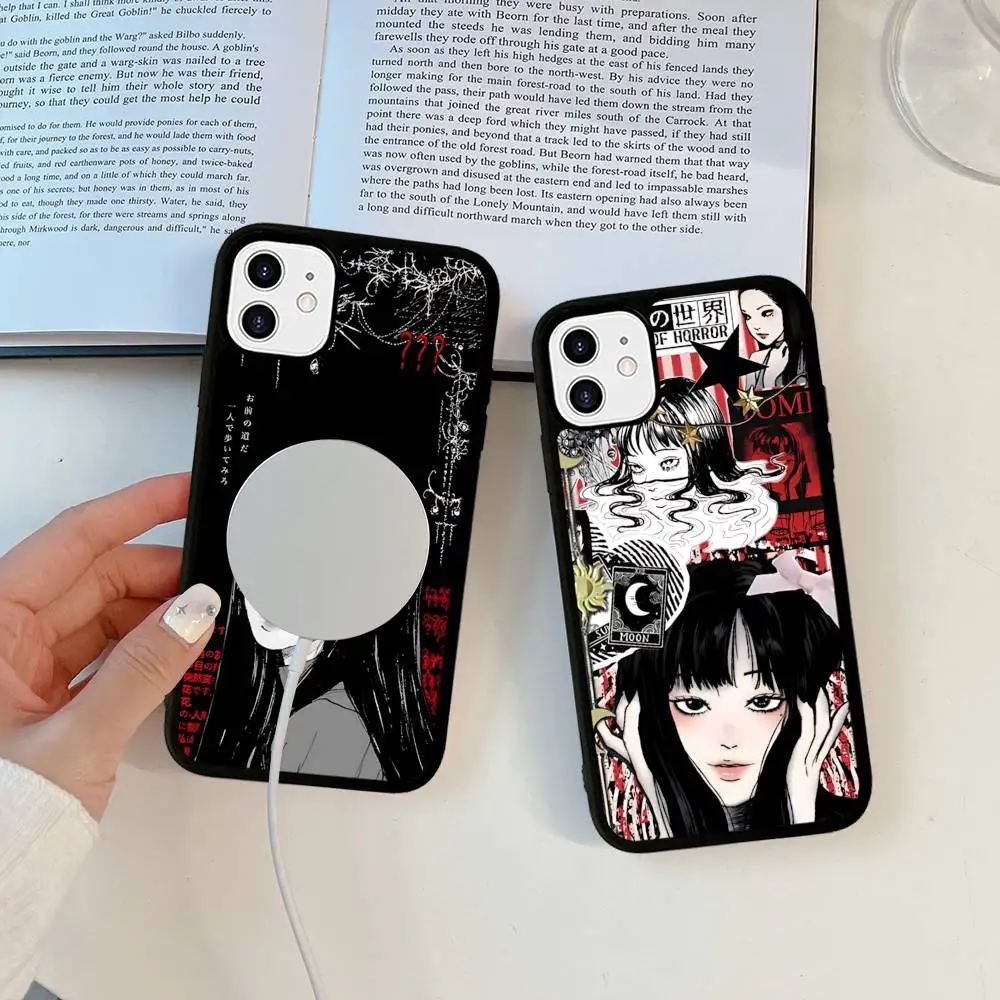 Фото Чехол для телефона J-Junji Ito с изображением комиксов ужасов и триллеров для IPhone 13, 14, 15, 11, 12, 16, 17 Pro Max Plus, магнитный чехол Magsafe №5