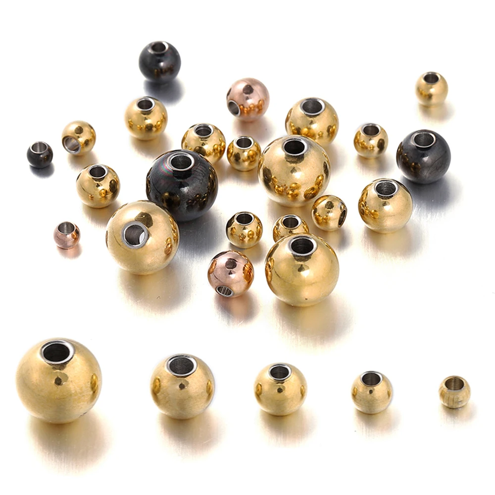 

30-100Pcs 3-8mm Stainless Steel Beads Ball Loose Spacer Beads Jewelry Findings for DIY Bracelet Necklace Jewelry Making Supplies