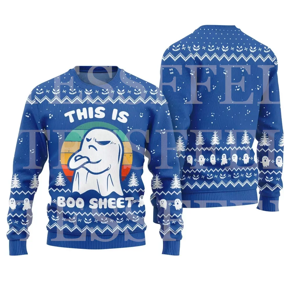 Рождественский вязаный свитер с рисунком собаки кота медведя на Хэллоуин