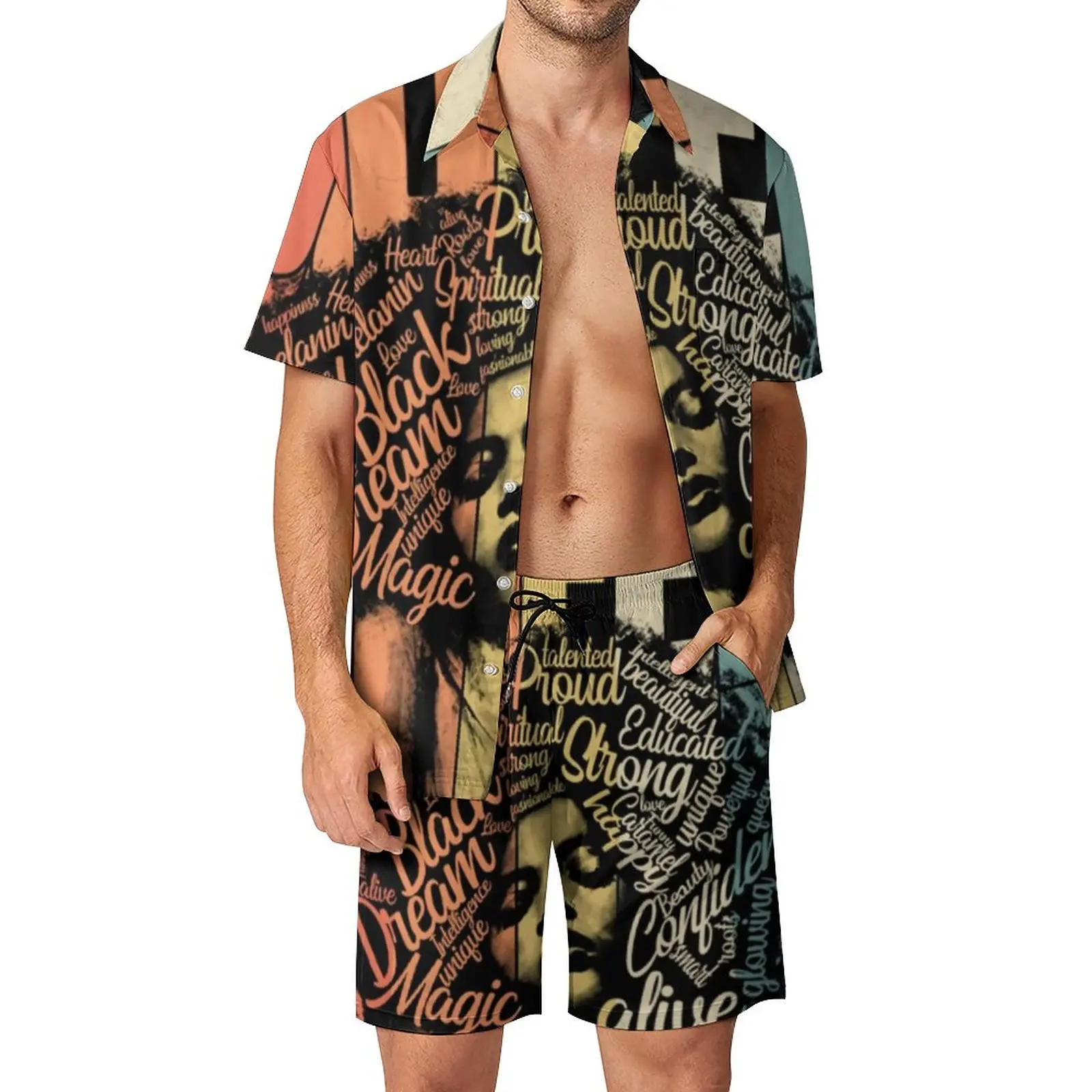 

Африканские женские и мужские комплекты, африканская и американская королева, повседневные шорты, комплект рубашки для отпуска, летняя ули...