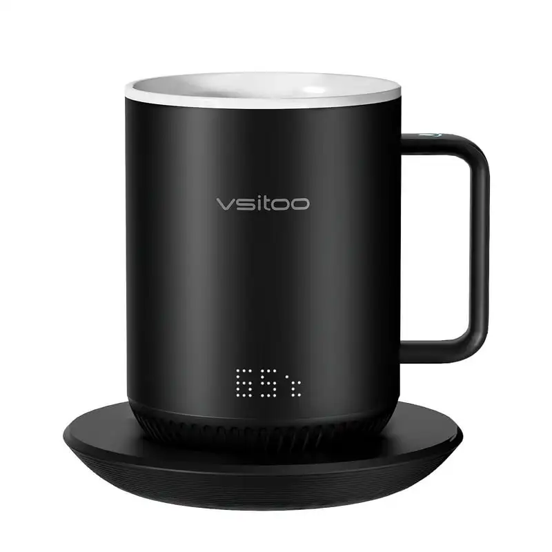 

Temperature Control Smart Mug 2 with Lid, Heating Coffee Mug 10 oz, LED Display, 90 Min Battery Life - App& Controlled Heated C