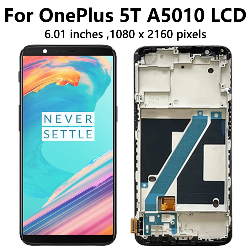 Фото 100% новый экран для OnePlus 5 A5000 ЖК-дисплей 1 + 5 дигитайзер сенсорного экрана для One Plus 5T A5010 ЖК-дисплей 1 + 5T рамка дисплея №4