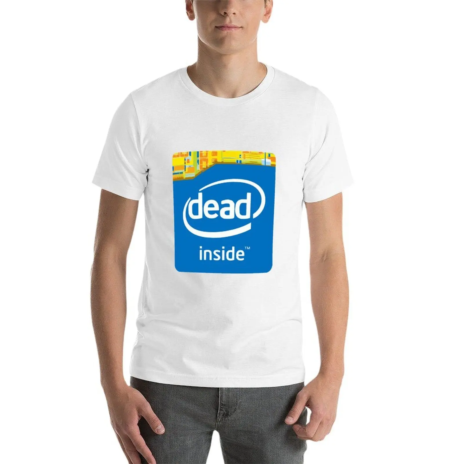 Фото Футболка с мемом Intel Dead Inside, устойчивая к выцветанию, повседневная футболка №3