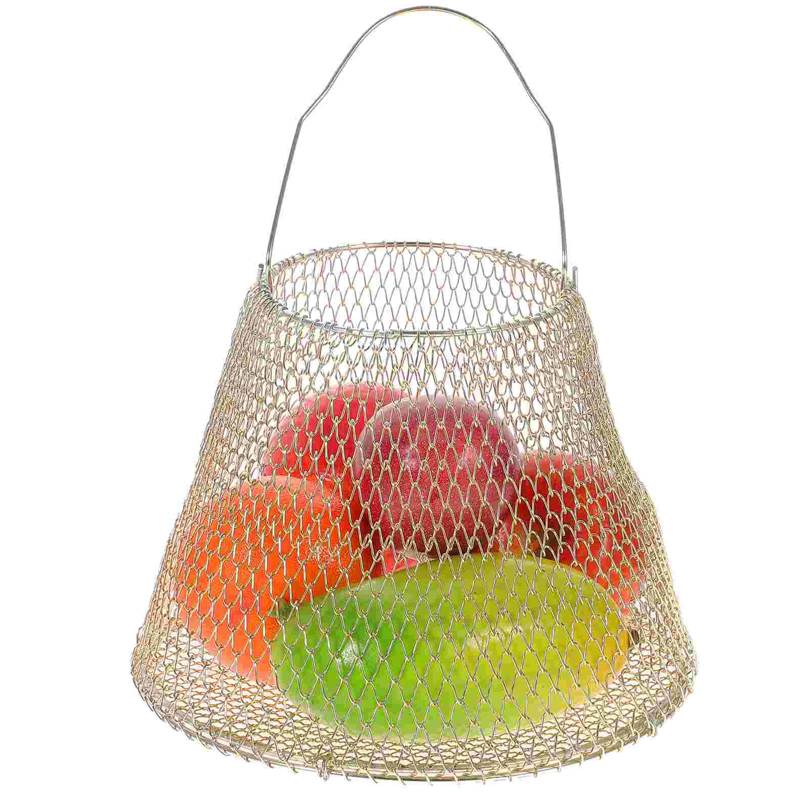 

Basket Wire Egg Storage Fruit Metal Holder Eggs Gathering Chicken Baskets Fresh Farmhouse Kitchen Handle Hanging Folding