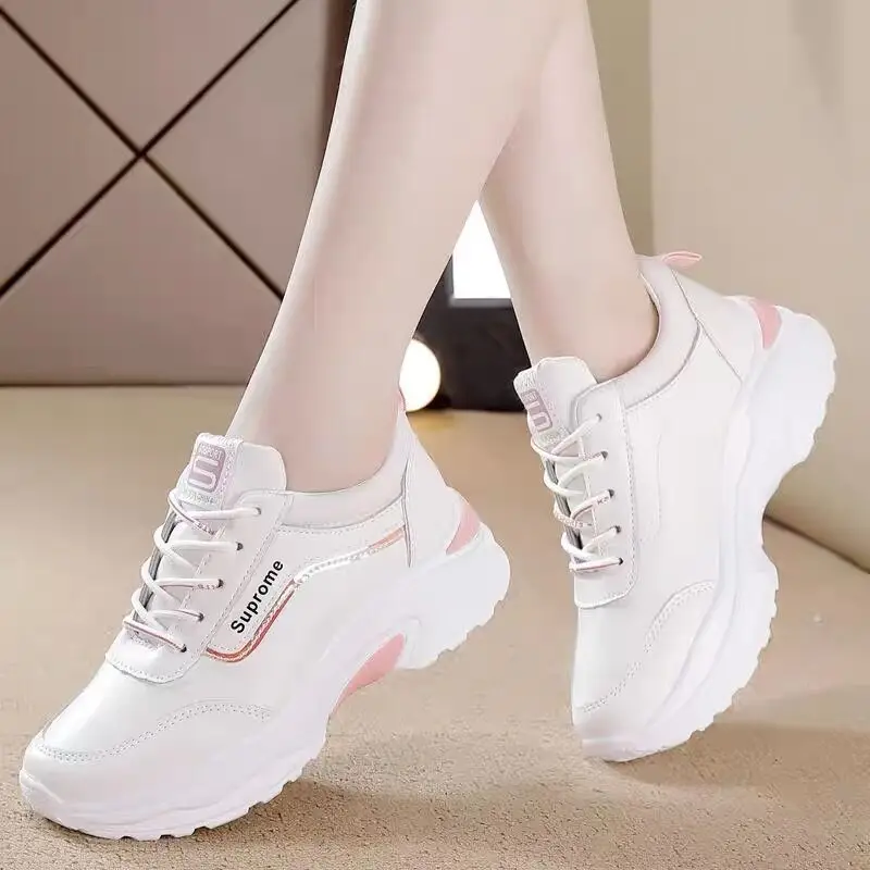 

Small White Shoes Female Students Leather New Breathable Thick Bottom Korean Version All-match Sports Shoes Women's Shoes