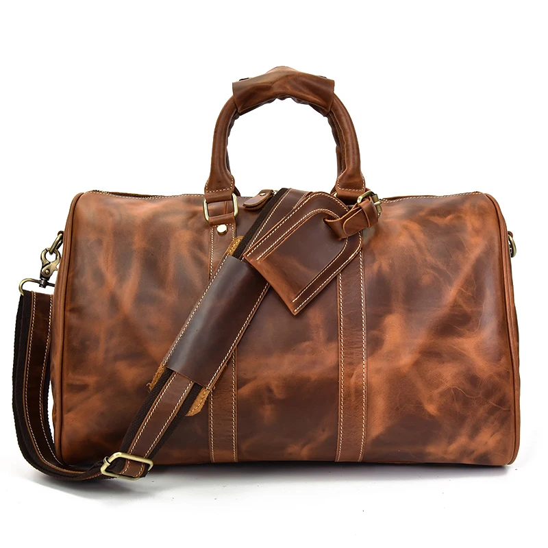Men's Genuine Leather Travel Handbag Vintage Women's Travel Bag Tote Bag For Women Luggage Bags Fashion Men Business Trip Bag