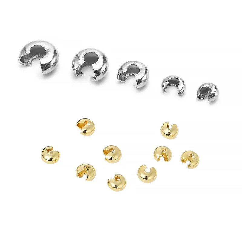 

100pcs 3/4/5/6MM Stainless Steel Crimp&End Beads for DIY Jewelry Making Jewelry Finding