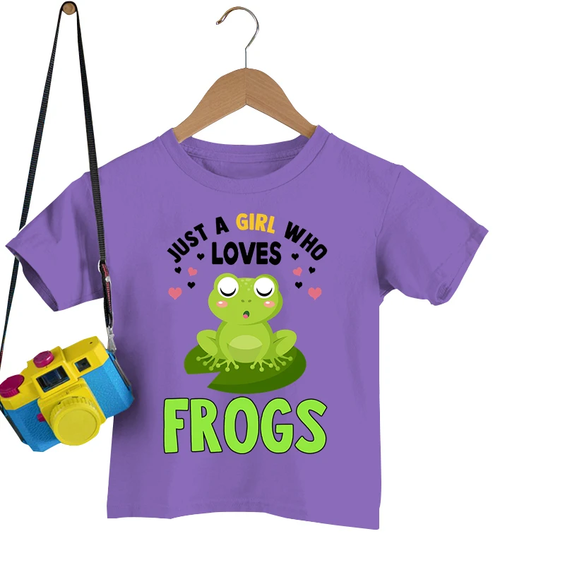 

Just A Girl Who Loves Frog Kids T-Shirt Cartoon Animal Y2k Tops Summer Short Sleeve Tshirt Funny Frog Girls Clothes Boys T Shirt