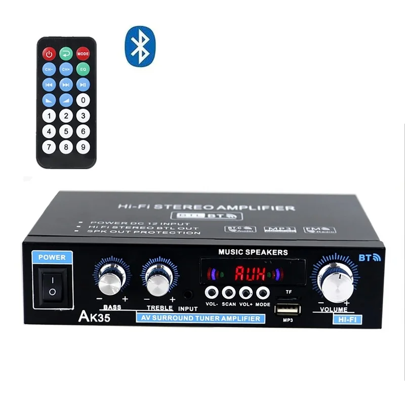 Скидка 800 Вт домашние Автомобильные усилители 2 канала Bluetooth 5,0 стерео звуковой усилитель HIFI сабвуфер усилитель басов FM USB пульт дистанционного упра...