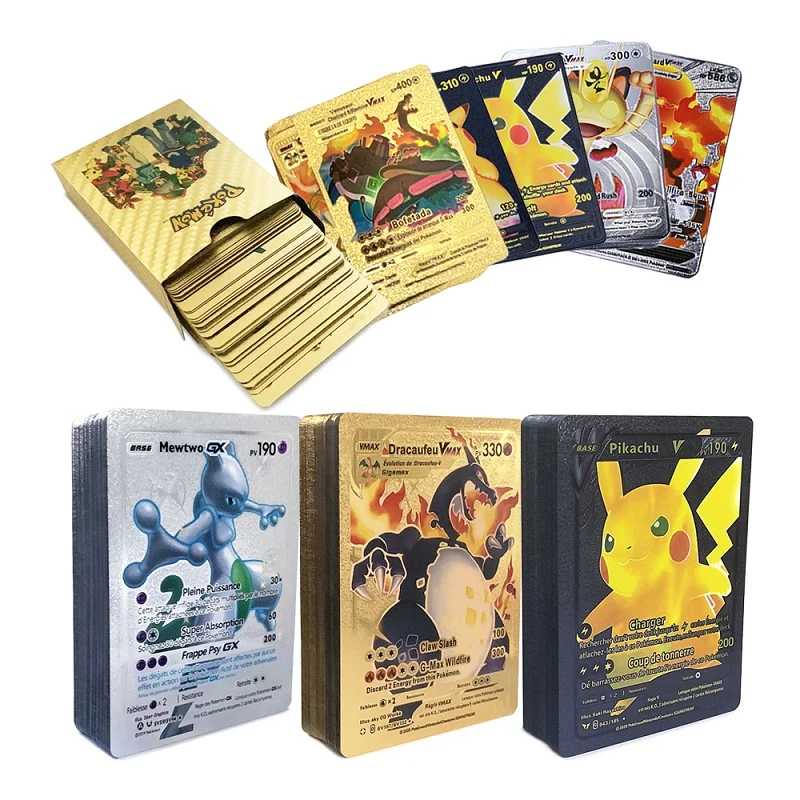 Набор карт Pokemon Vmax чехол Mew GX коробка золотой серебряный Charizard набор с испанской