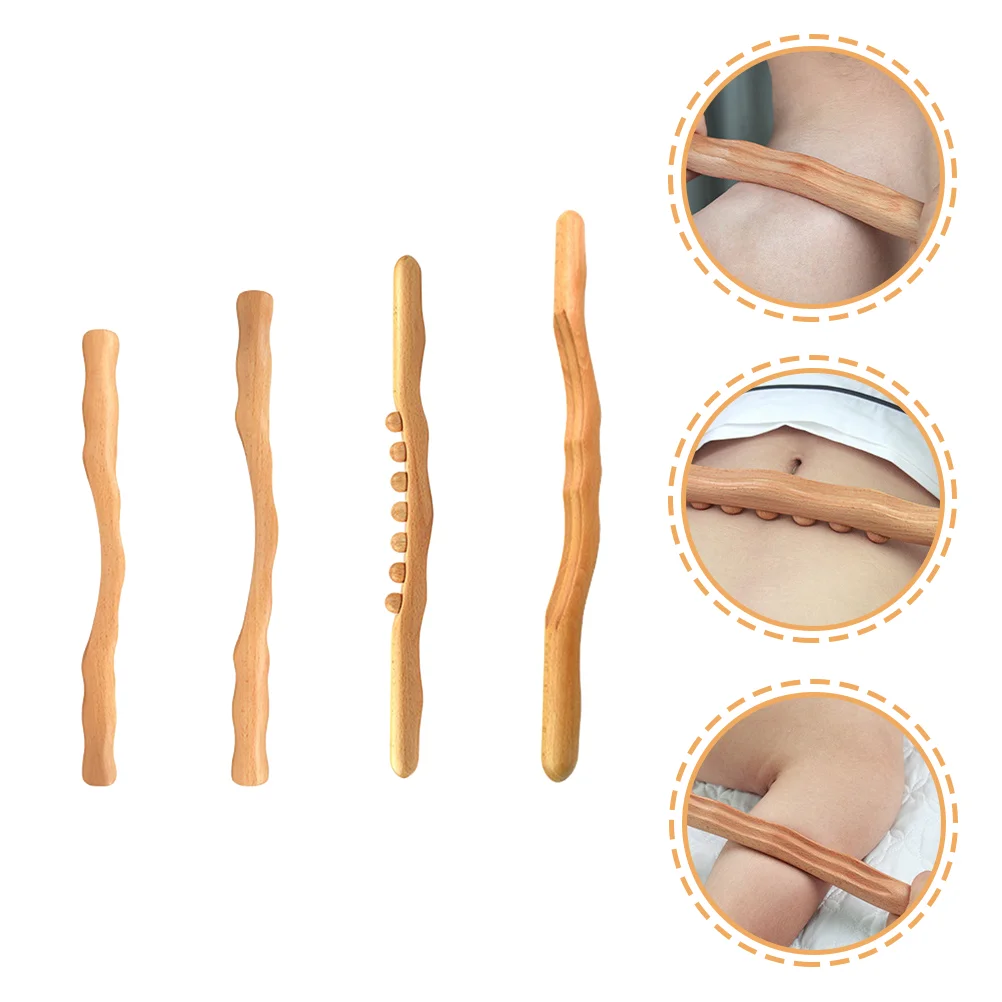 

4pcs Rod Portable Practical Massaging Bar Tool Scraping Rod Massaging Stick Scraping Stick
