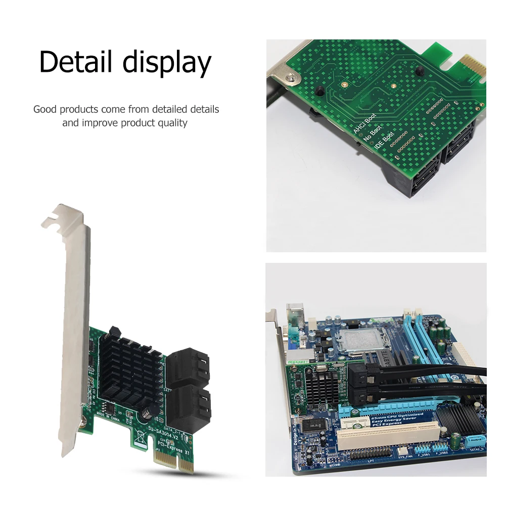 

PCI Express 1X to SATA3.0 4 Port Riser PCI-E X1/X4/X8/X16 Expansion Adapter Card 6Gbps for Windows Desktop Computer Extender