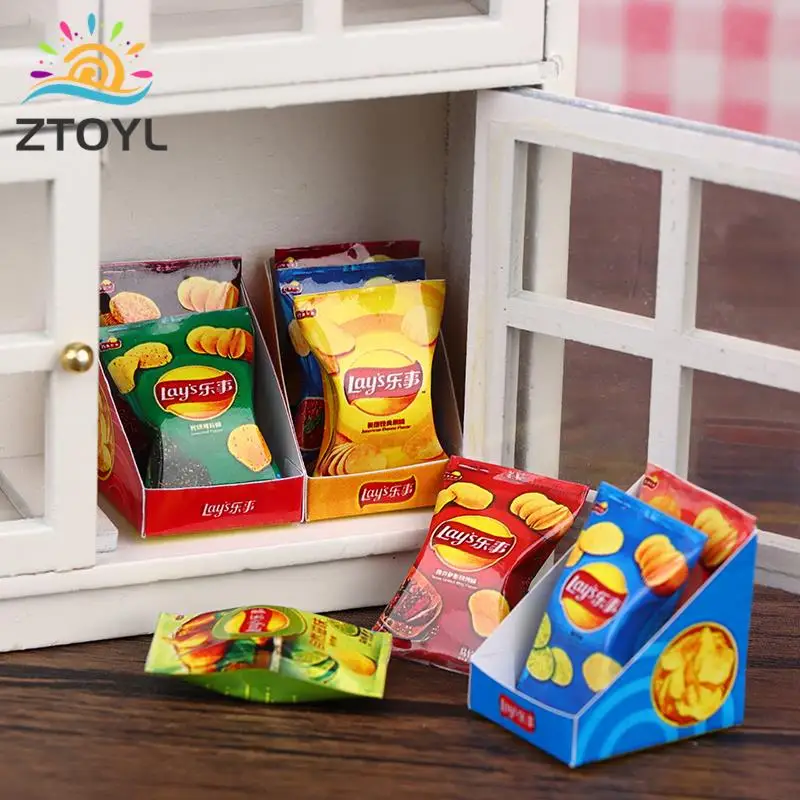 

1Set 1:12 Dollhouse Miniature Potato Chips W/Box Potato Food Snack Model Kid Pretend Play Toy Doll House Accessories