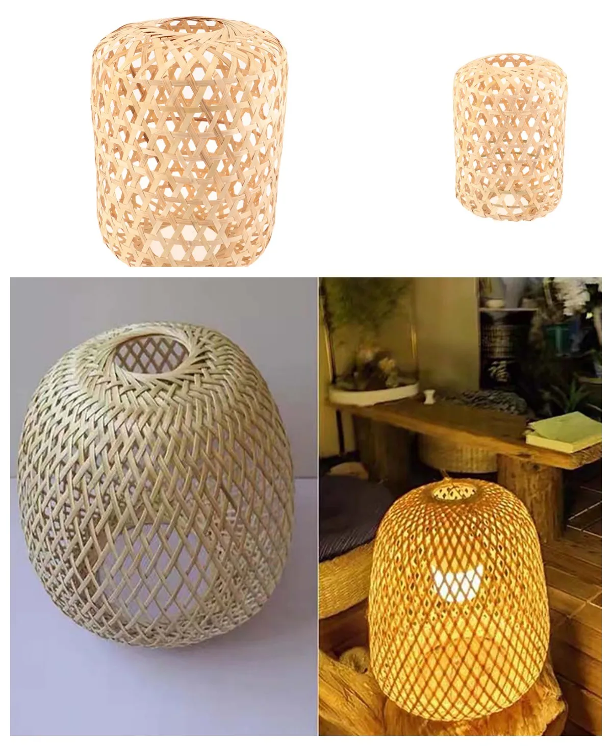 

Shade Lamp Light Rattan Wicker Shades Woven Ceiling Cover Pendant Chandelier Lampshade Wall Drum Table Hanging Sconce Bulb