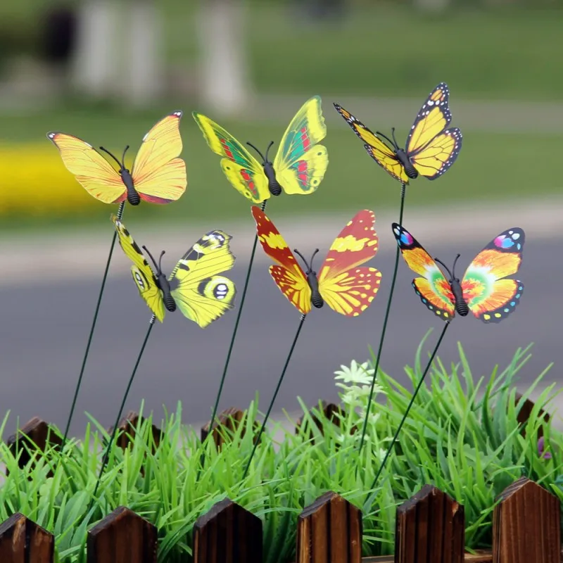 

Butterfly Stakes Colorful Butterflies for Outdoor Yard Planter Flower Potted Garden Lawn Ornament Bonsai Decor FakeButterfly