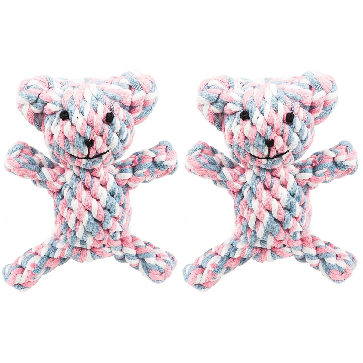 

2pcs Rope Dog Puppy Cotton Cleaning Training Biting Bear (Blue and Pink and)