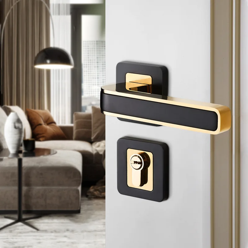 

Split Wooden Bedroom Magnetic Door Room Door Golden Household Lock Simple Modern Indoor Door Lock Lock Door Mute Lock