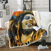 reggae singer bob marley weed pattern home linen blanket fitted bedspread for adults kids sofa chair rest indoor 05