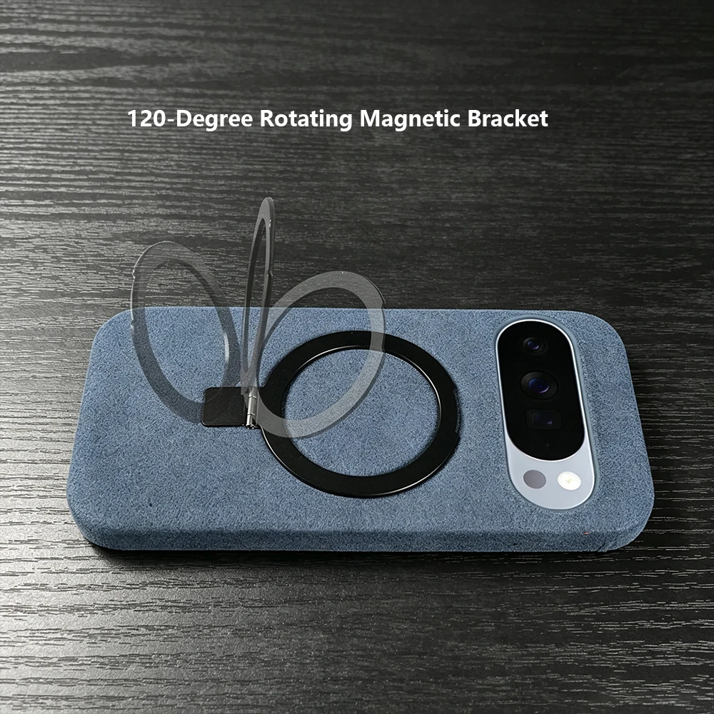 Фото Чехол-подставка с креплением MagSafe для Google Pixel 11 10 9 Pro XL 10A 9A 8A 8 Pro 7A 7 6A 6, задняя крышка из алькантары с меховой отделкой. №3