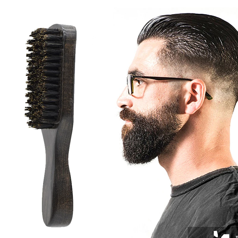 

Men Boar Bristle Hair Brush Natural Wooden Wave Brush for Male Hairdresser Shaving Brush Comb Men Mustache Comb Kit