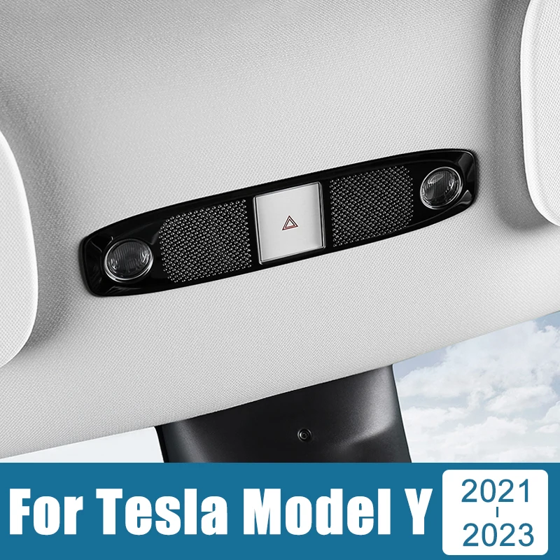 

For Tesla Model Y ModelY 2021 2022 2023 Stainless Steel Car Reading Light Audio Tweeter Speaker Cover Case Trim Frame Sticker