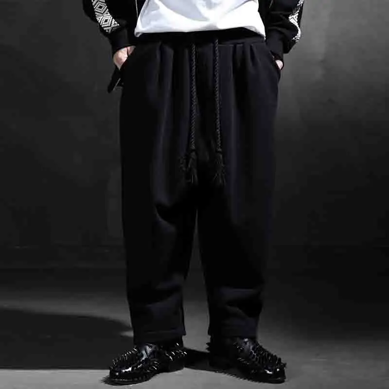 Men's European And American Street Side Patchwork Trousers Fashion Trend Hip Hop Loose Straight Casual Wide Leg Pants