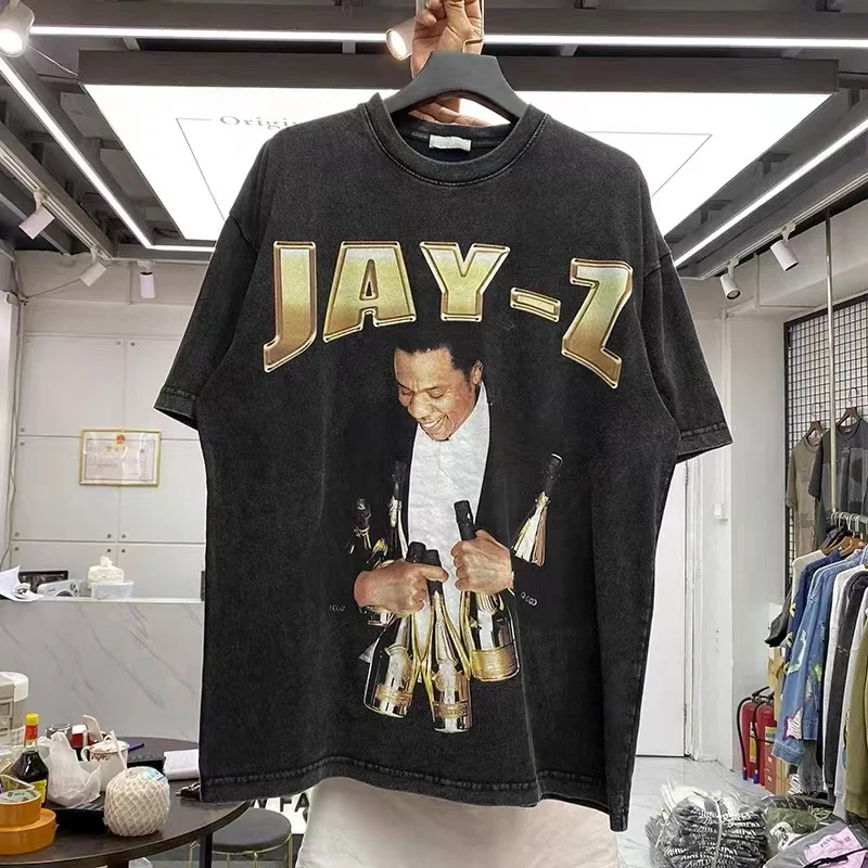 

Rap, hip-hop, character, print, wash, do-over, short-sleeved t-shirt guy