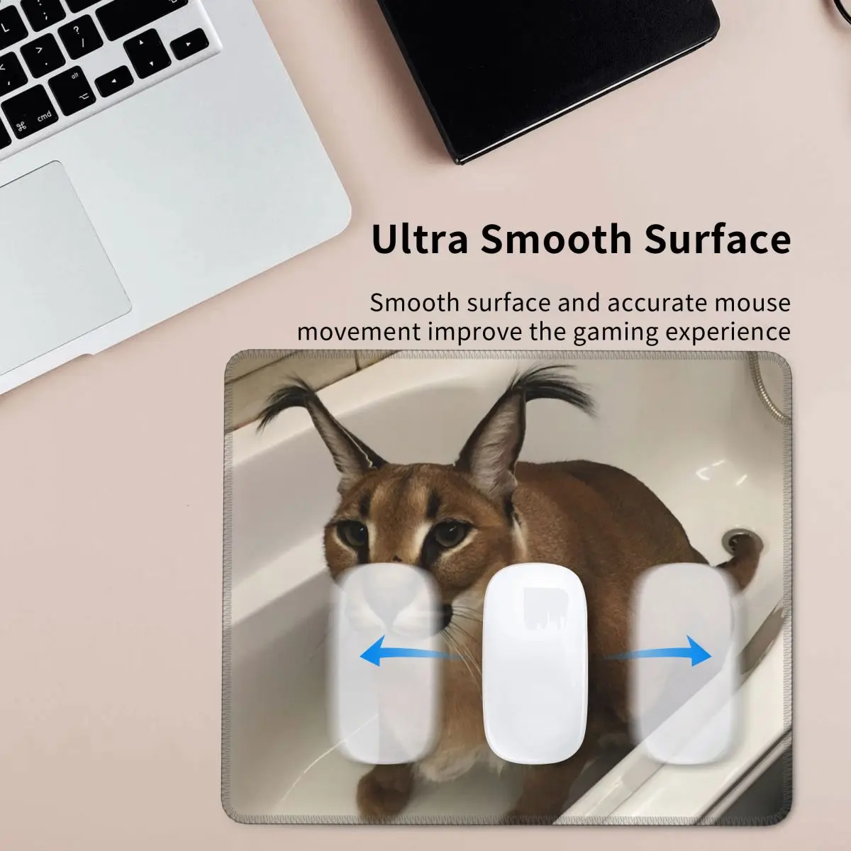 Милый игровой коврик для мыши Floppa с мемом Противоскользящий резиновой основой