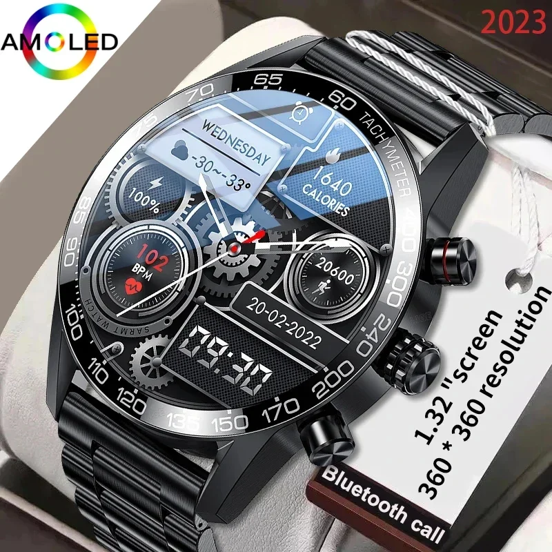 

360 AMOLED HD Screen Watch For Men Smart Watch Bluetooth Calling Smartwatch 2023 Fashion Business Clock New Smartband Man