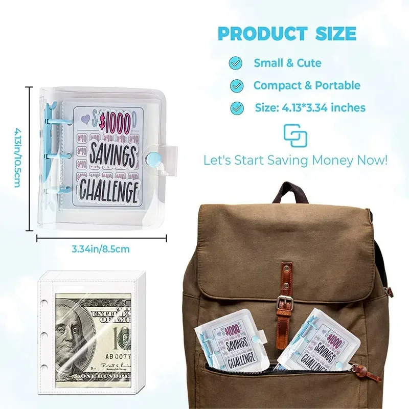 Creatieve $1000 Savings Challenge Binder Envelope Бюджетная папка для ноутбука с денежными конвертами