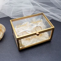 personalized wedding ring box custom glass ring holder jewelry organizer box customized names and date for engagement marriage