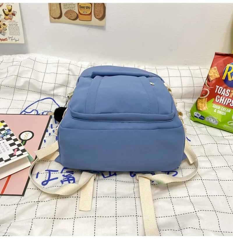 Schoolbag Korean Casual Female Junior High School Students Solid Colour Primary Colour Schoolbag Large Capacity College Students